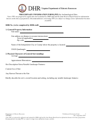Preliminary Information Form (PIF) for Archaeological Sites - Virginia, Page 2