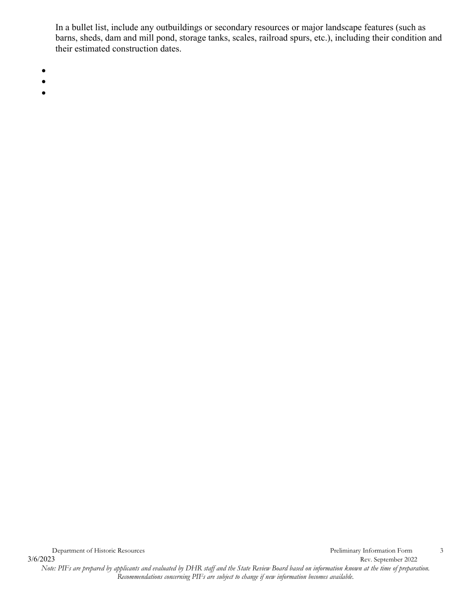 Preliminary Information Form (PIF) for Individual Properties - Virginia, Page 4