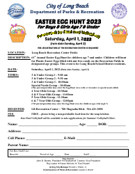 Document preview: Easter Egg Hunt for Boys & Girls Age 7 & Under - City of Long Beach, California
