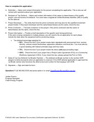 Form F303-001-000 Labor Standards Tax Incentive Certification Application Deferral - Washington, Page 2