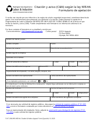 Document preview: Formulario F417-298-999 Citacion Y Aviso (C&n) Segun La Ley Wisha Formulario De Apelacion - Washington (Spanish)