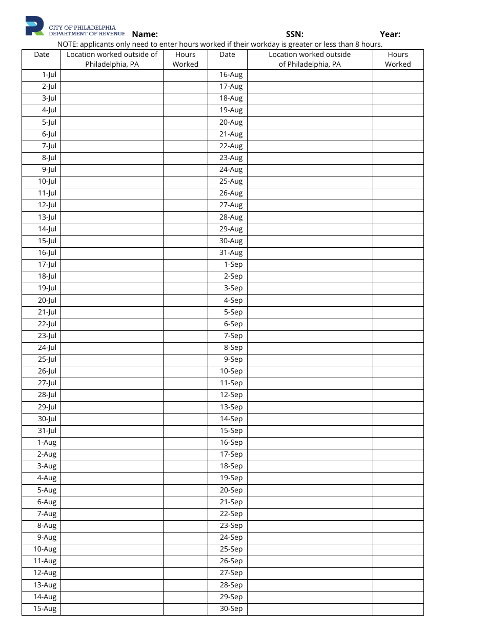 Wage Tax Refund Dates and Locations Template (Non-residents Only) - City of Philadelphia, Pennsylvania, Page 4
