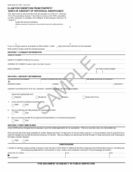 Form BOE-260-B Claim for Exemption From Property Taxes of Aircraft of Historical Significance - Sample - California