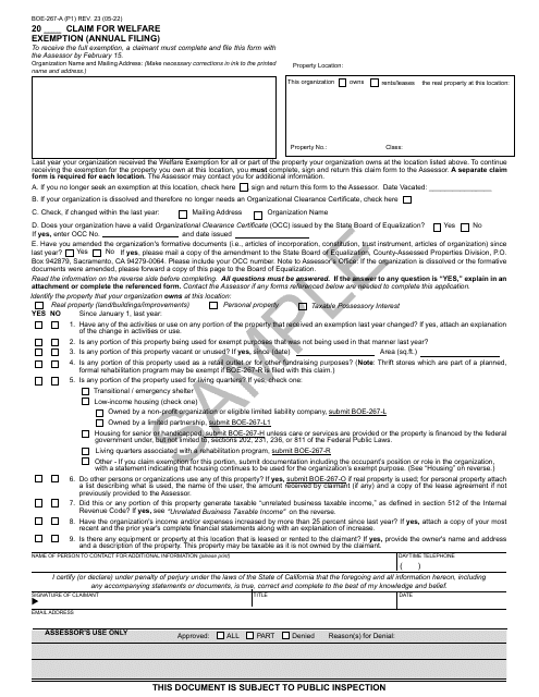 Form BOE-267-A  Printable Pdf