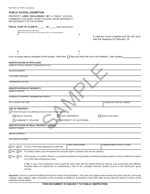 Form BOE-268-A  Printable Pdf