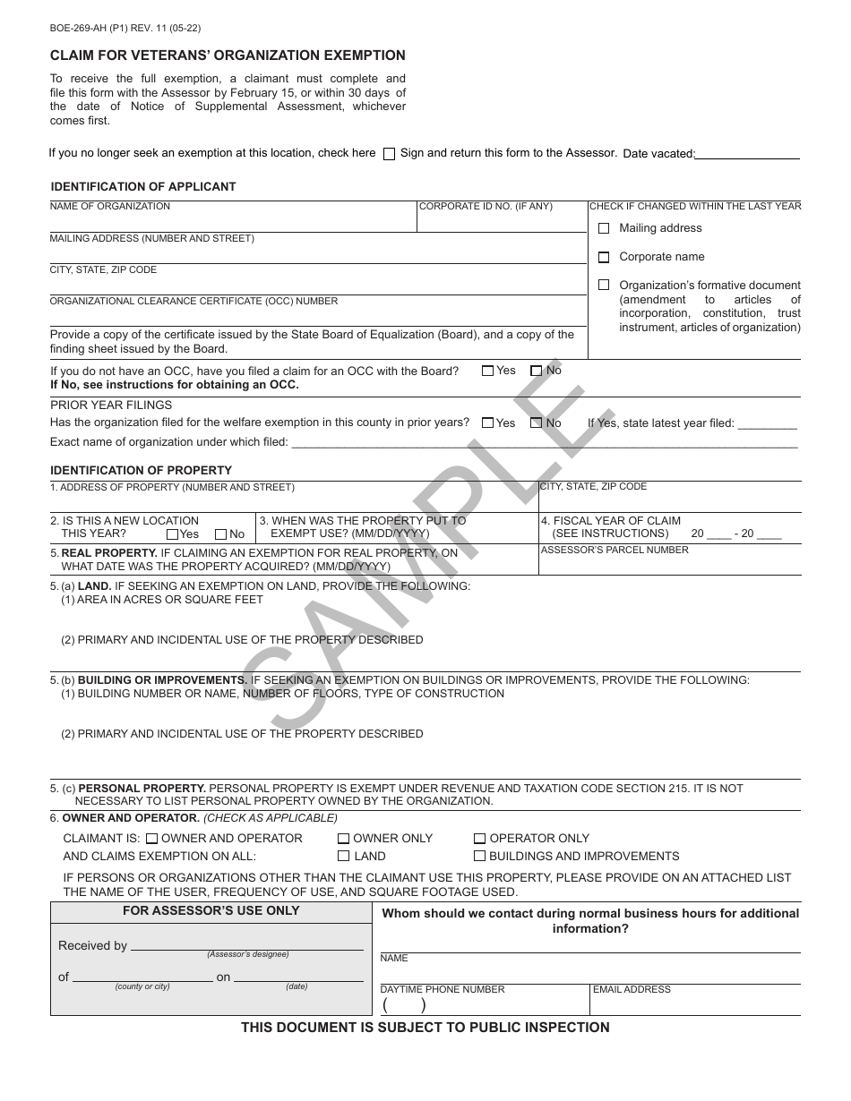 Form Boe-269-ah - Fill Out, Sign Online And Download Printable Pdf 