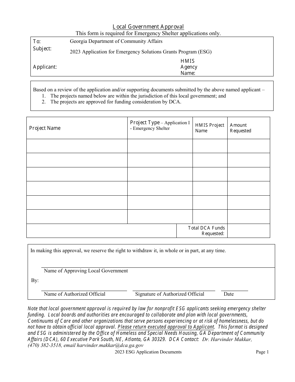 2023 (United States) Esg Local Government Approval Fill Out