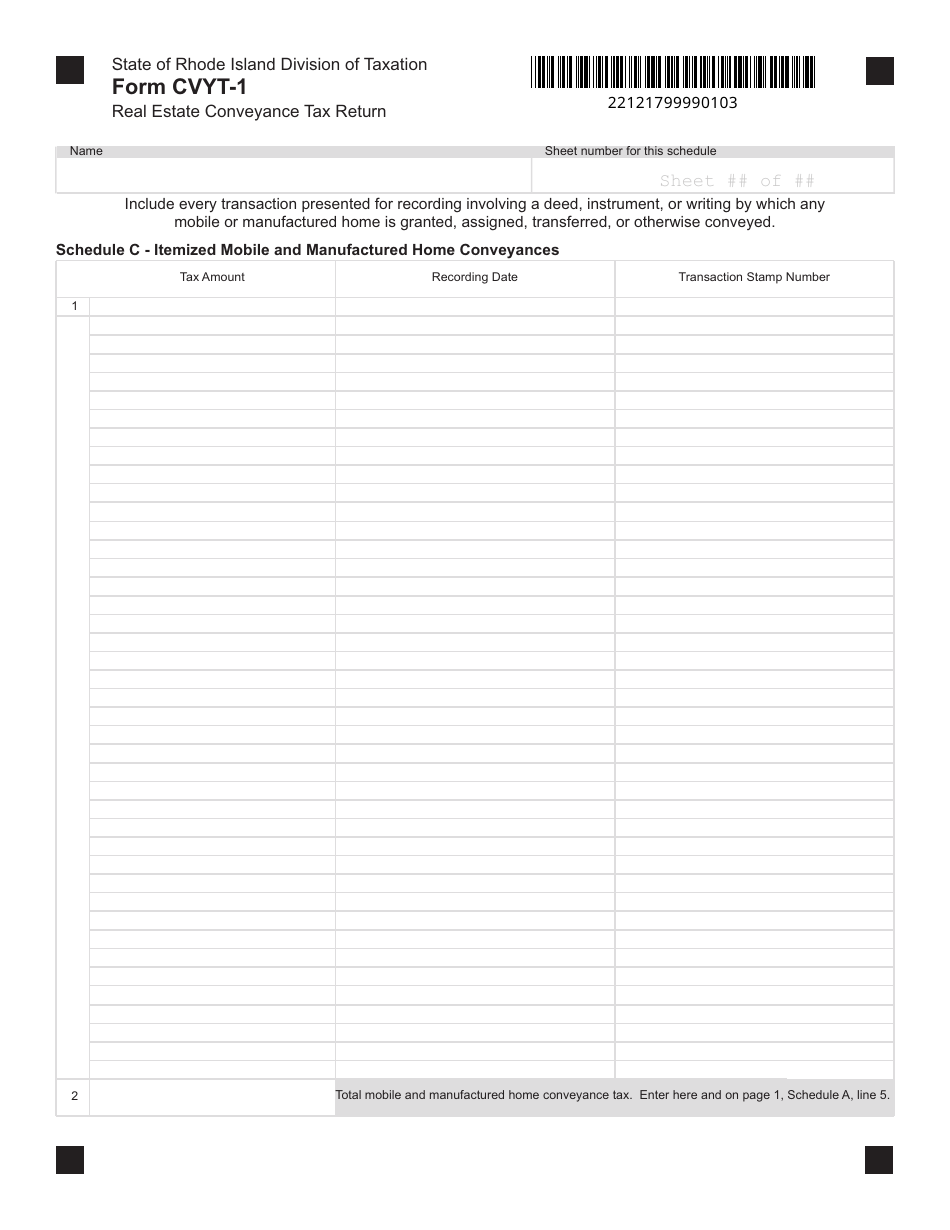 Form CVYT-1 Real Estate Conveyance Tax Return - Rhode Island, Page 3