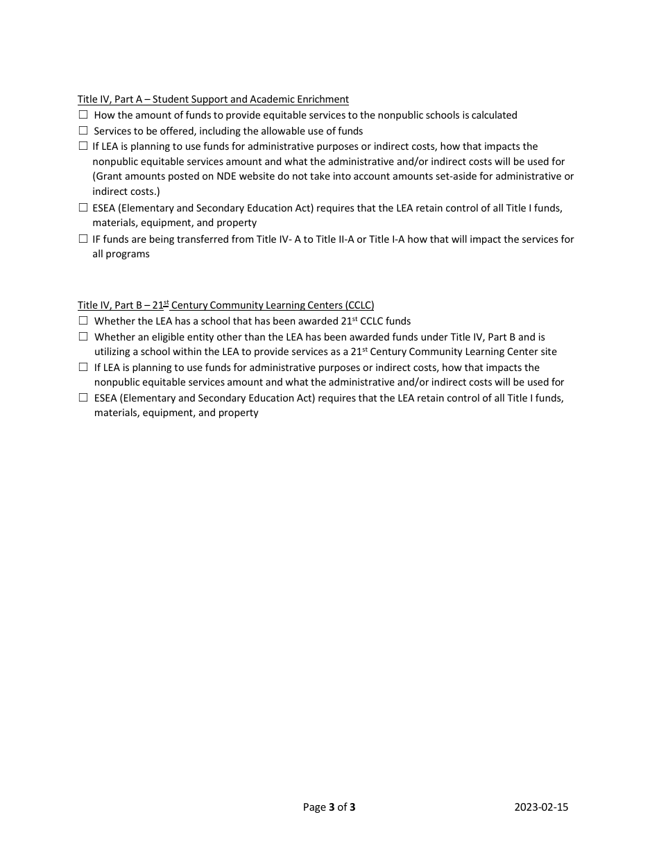 Nonpublic Within Boundaries Consultation Checklist - Nebraska, Page 3