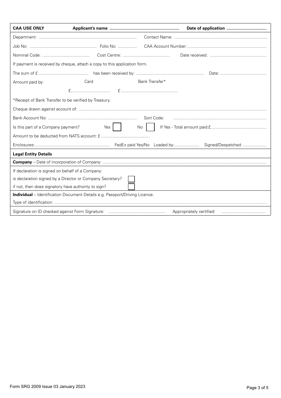 Form SRG2009 Application for Major Aerodrome Infrastructure Project Approval - United Kingdom, Page 3