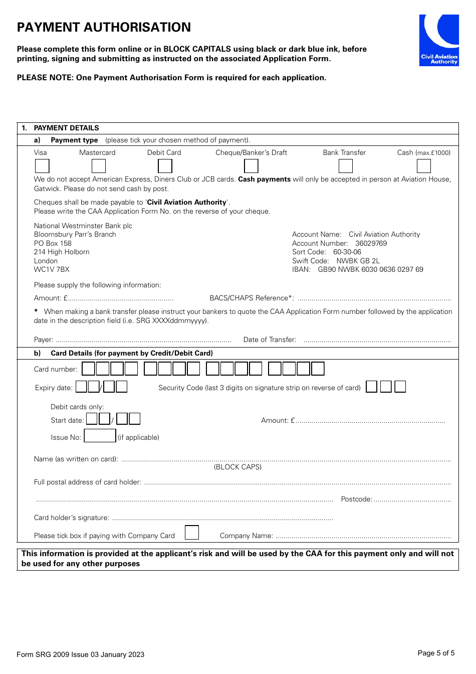 Form SRG2009 Application for Major Aerodrome Infrastructure Project Approval - United Kingdom, Page 5