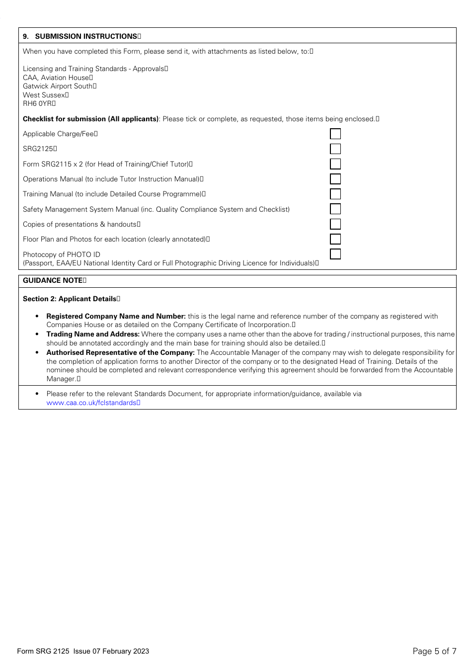 Form SRG2125 Application for the Approval of Examiner Standardisation Courses Under UK Aircrew Regulation Part-Fcl.1015 - United Kingdom, Page 5