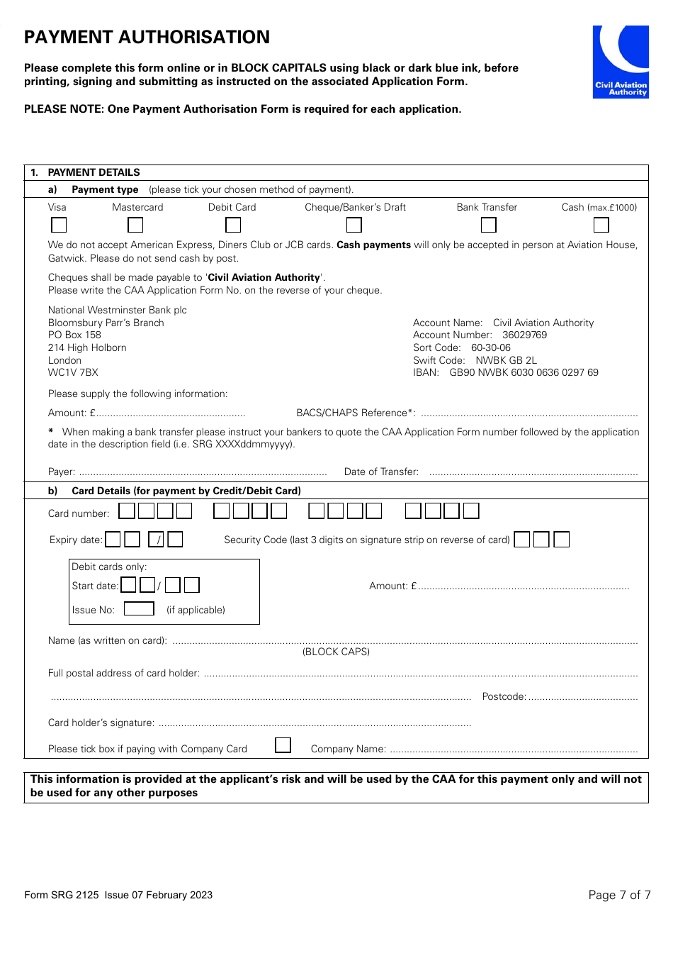Form SRG2125 Application for the Approval of Examiner Standardisation Courses Under UK Aircrew Regulation Part-Fcl.1015 - United Kingdom, Page 7