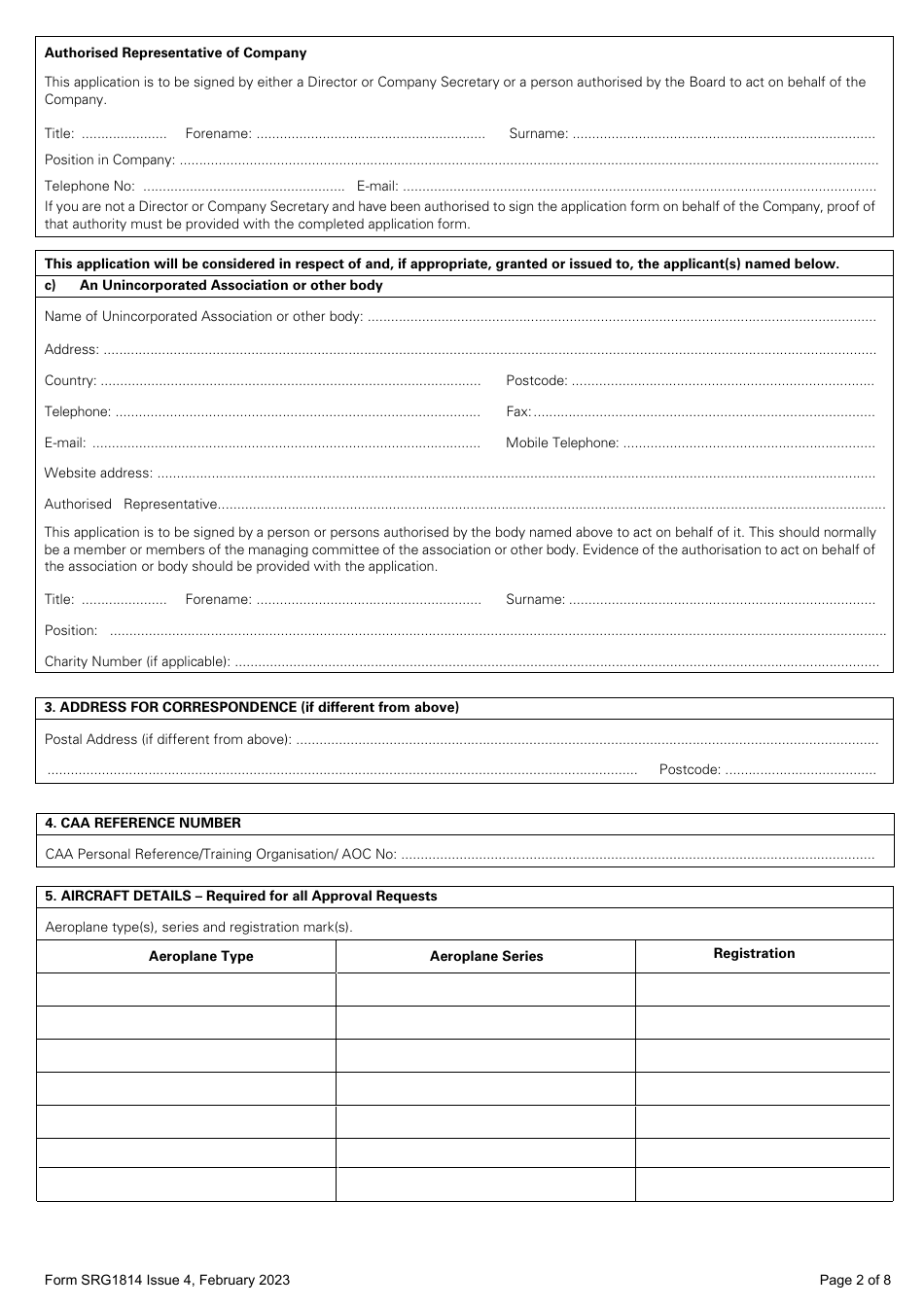 Form SRG1814 Application for Extended Operations (Etops) Operational Approval - United Kingdom, Page 2