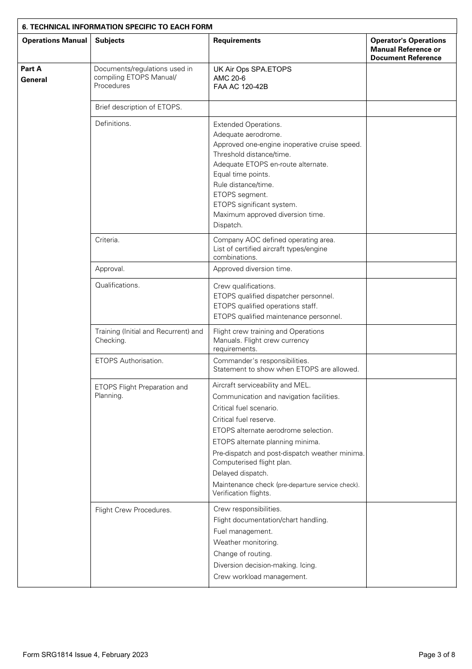 Form SRG1814 Application for Extended Operations (Etops) Operational Approval - United Kingdom, Page 3