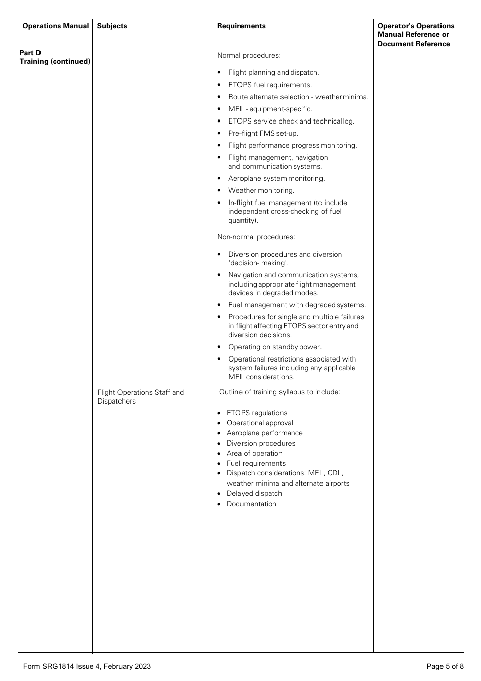 Form SRG1814 Application for Extended Operations (Etops) Operational Approval - United Kingdom, Page 5