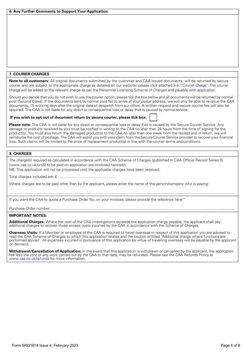 Form SRG1814 Application for Extended Operations (Etops) Operational Approval - United Kingdom, Page 6