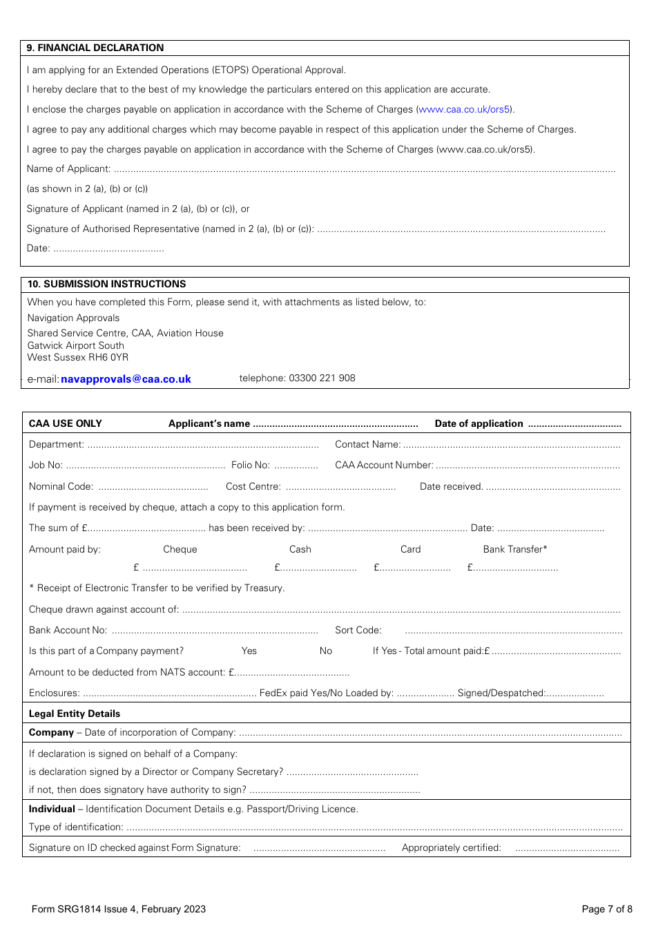 Form SRG1814 Application for Extended Operations (Etops) Operational Approval - United Kingdom, Page 7