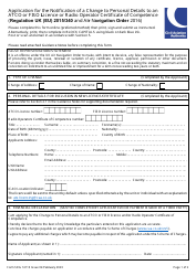 Form SRG1411E Application for the Notification of a Change to Personal Details to an Atco or Fiso Licence or Radio Operator Certificate of Competence - United Kingdom
