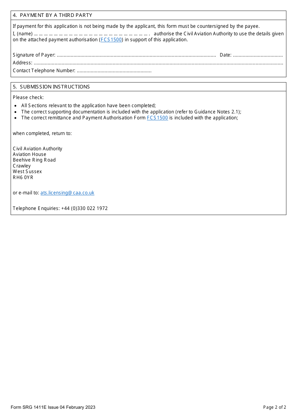 Form SRG1411E Application for the Notification of a Change to Personal Details to an Atco or Fiso Licence or Radio Operator Certificate of Competence - United Kingdom, Page 2