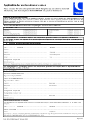 Document preview: Form SRG2002A Application for an Aerodrome Licence - United Kingdom