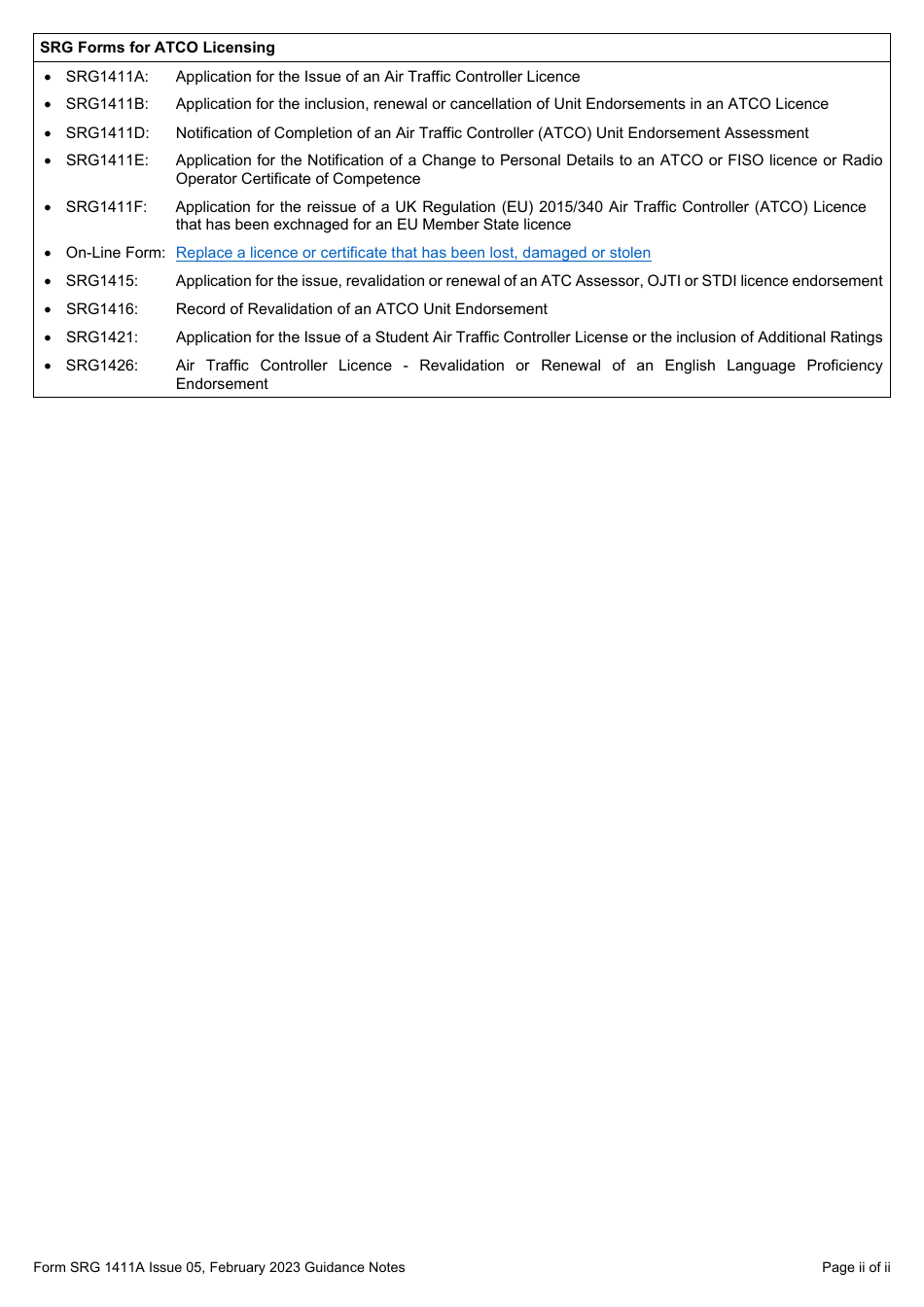 Form SRG1411A Application for the Initial Issue of an Air Traffic Controller (Atco) Licence (UK Regulation (Eu) 2015 / 340) - United Kingdom, Page 5