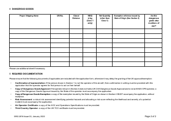 Form SRG2816 Application to Overfly the UK With Dangerous Goods and/or Munitions of War - United Kingdom, Page 2