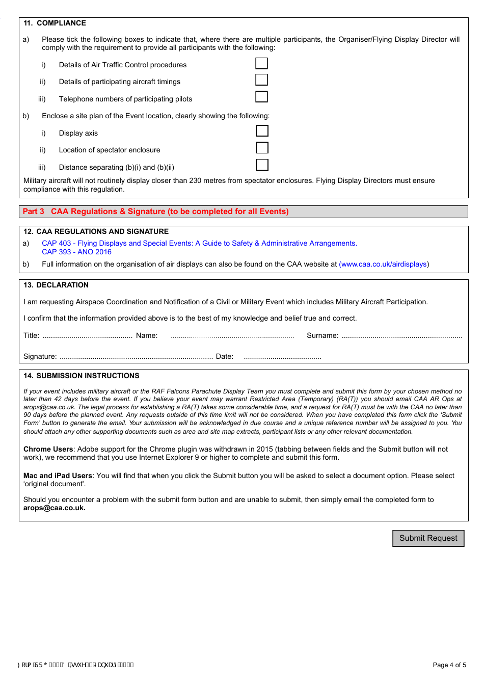 Form SRG1720D Request for Airspace Coordination  Notification (1920d) - United Kingdom, Page 4