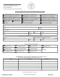 Document preview: Form AG-0766 Application for Plant Certification License - Tennessee