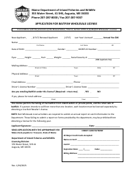 Document preview: Application for Baitfish Wholesale License - Maine