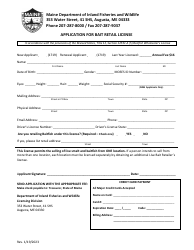 Document preview: Application for Bait Retail License - Maine