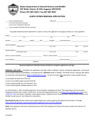 Document preview: Guide License Renewal Application - Maine