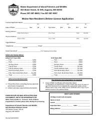 Document preview: Maine Non-resident Lifetime License Application - Maine