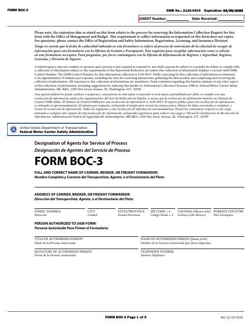 Form BOC-3  Printable Pdf