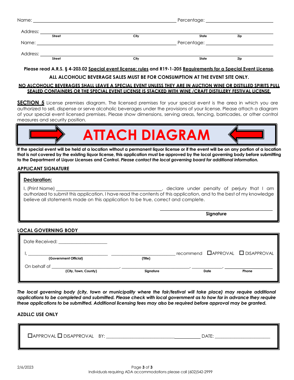 Special Event License - Arizona, Page 3