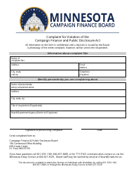 Complaint for Violation of the Campaign Finance and Public Disclosure Act - Minnesota