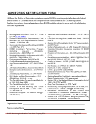 Document preview: Monitoring Certification Form - Washington, D.C.