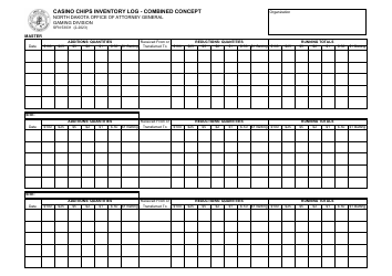 Form SFN53031 Casino Chips Inventory Log - Combined Concept - North Dakota