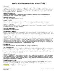 Document preview: Instructions for Form AGL-09 Older Adult Daily Living Center Unusual Incident Report - Pennsylvania