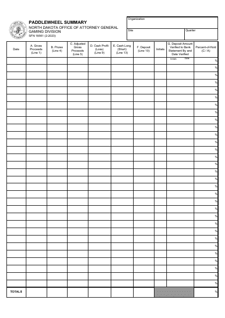 Form SFN18561  Printable Pdf