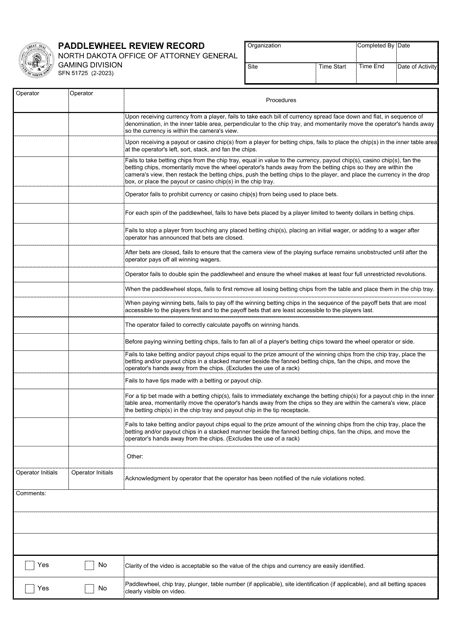 Form SFN51725  Printable Pdf