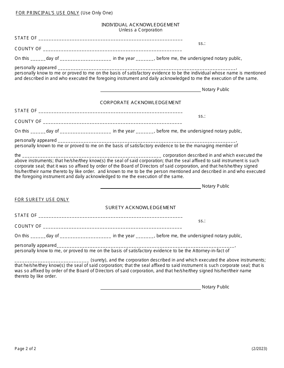 Well Plugging and Surface Restoration Bond Rider - New York, Page 2