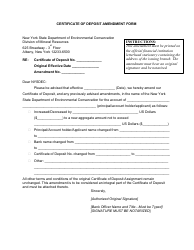 Certificate of Deposit Amendment Form - New York