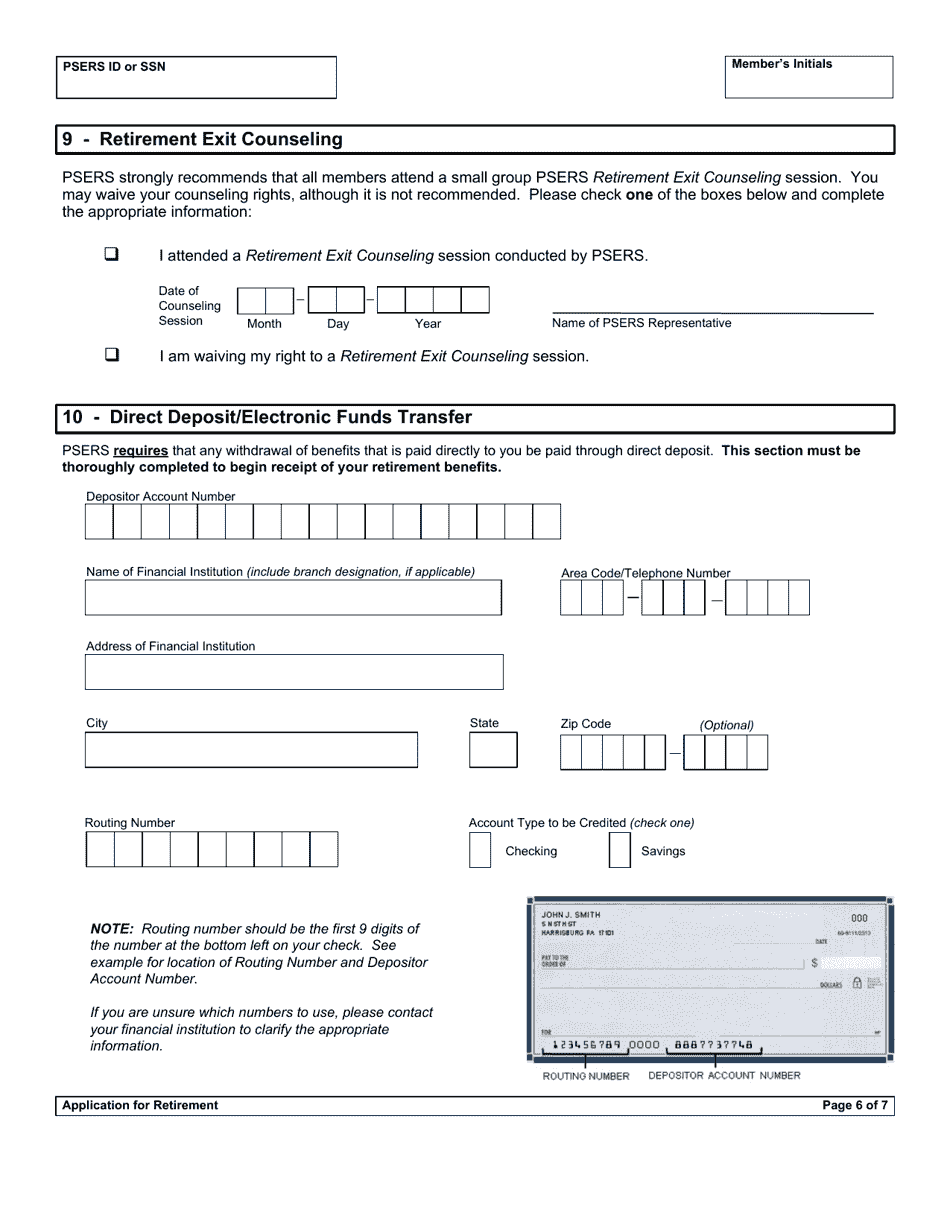 Form PSRS-8 Application for Retirement - Pennsylvania, Page 8