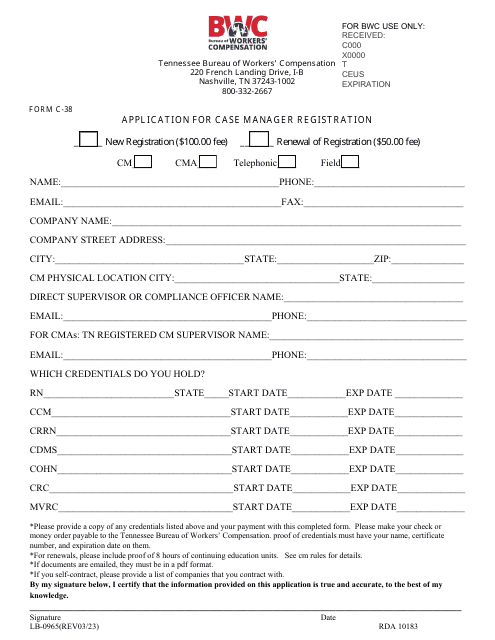 Form C-38 (LB-0965)  Printable Pdf