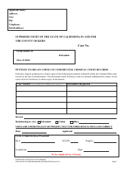 Document preview: Form KRN SUP CRT CR-2300 Petition to Obtain Copies of Confidential Criminal Court Records - County of Kern, California