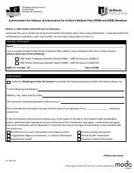 Document preview: Authorization for Release of Information for Uniform Medical Plan (Pebb and Sebb) Members - Washington