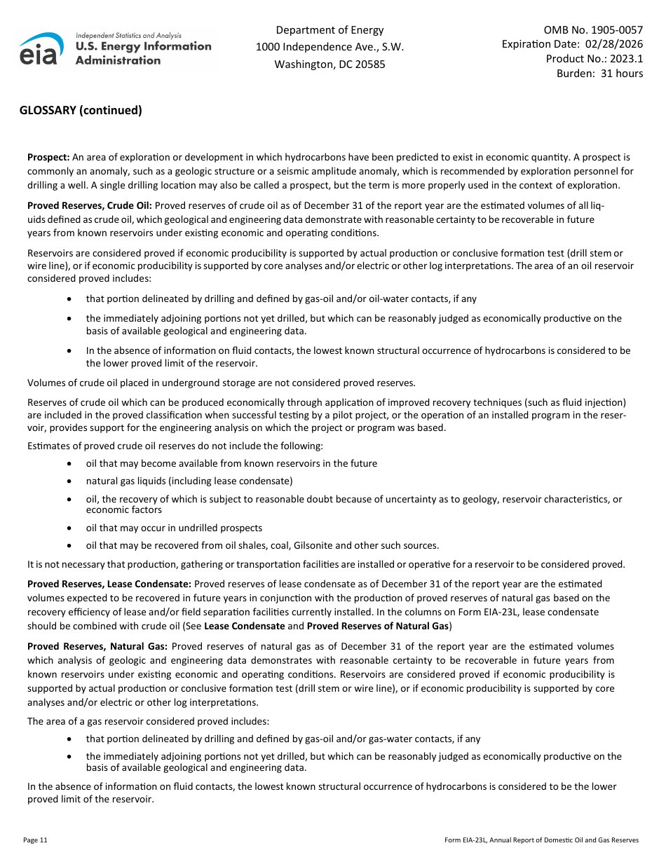 Instructions for Form EIA-23L Annual Report of Domestic Oil and Gas Reserves, Page 11