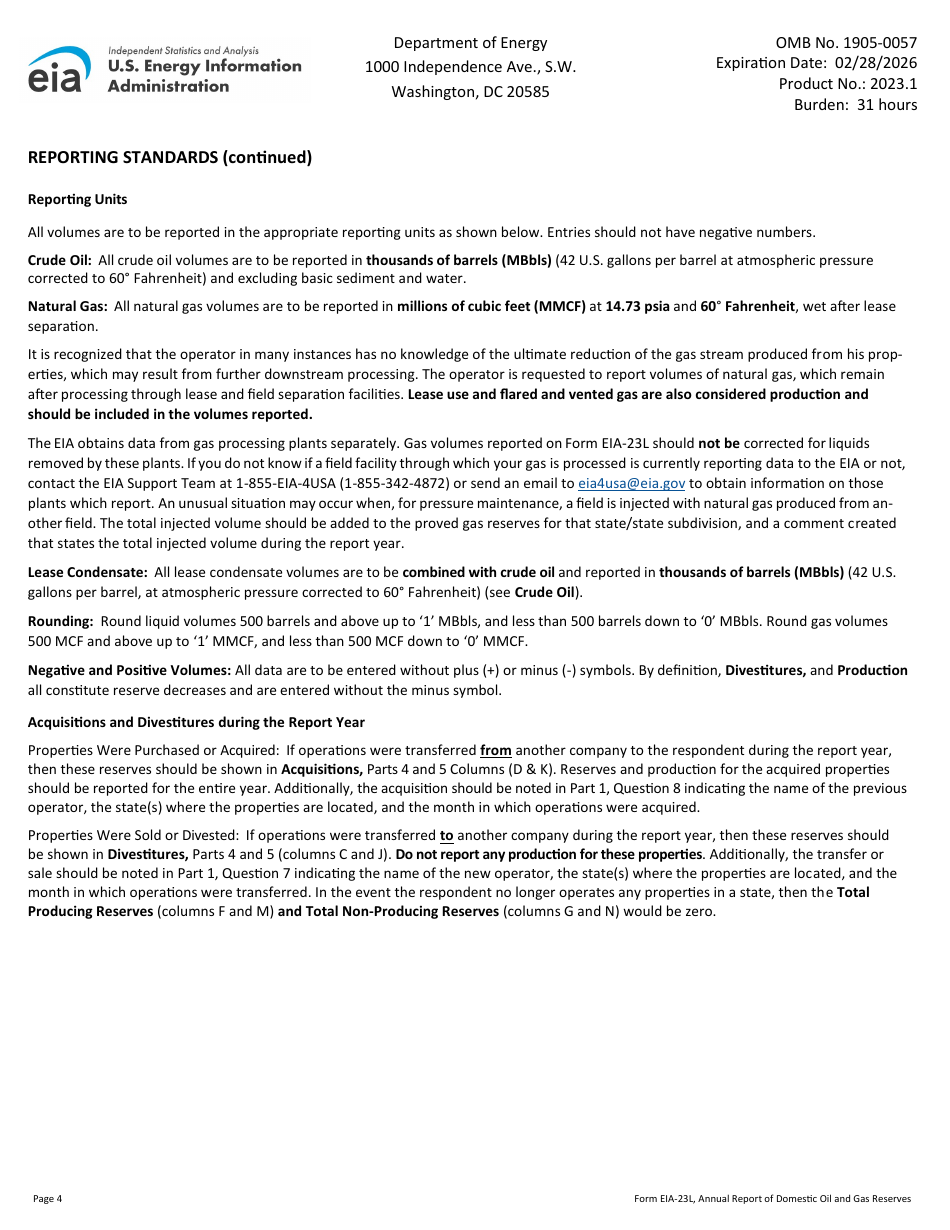 Instructions for Form EIA-23L Annual Report of Domestic Oil and Gas Reserves, Page 4