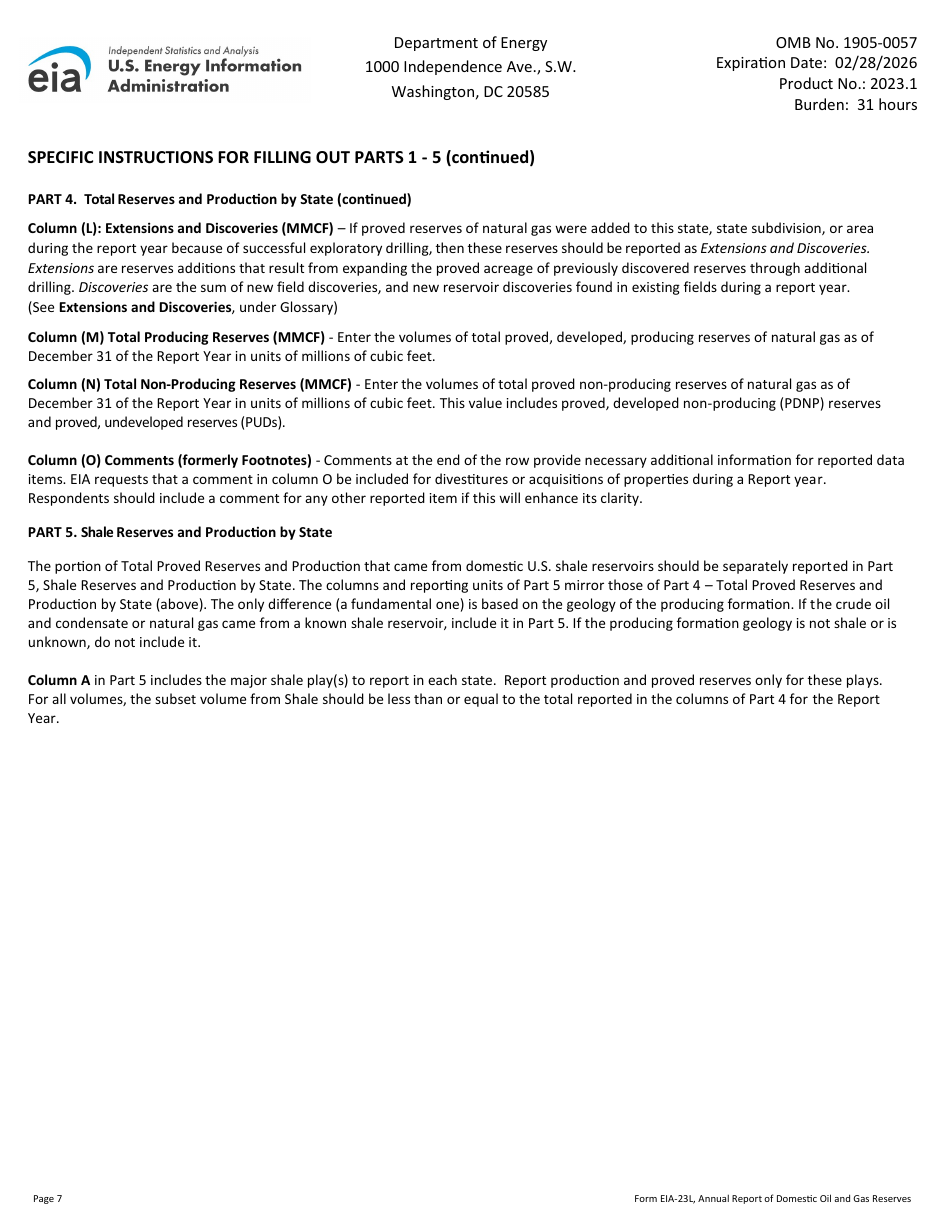 Instructions for Form EIA-23L Annual Report of Domestic Oil and Gas Reserves, Page 7